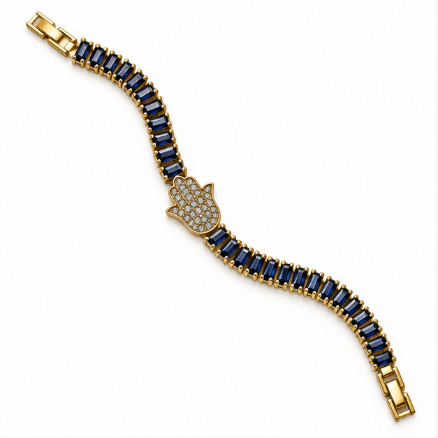 Gold Renk Hamsa Zirkon Taşlı Bileklik